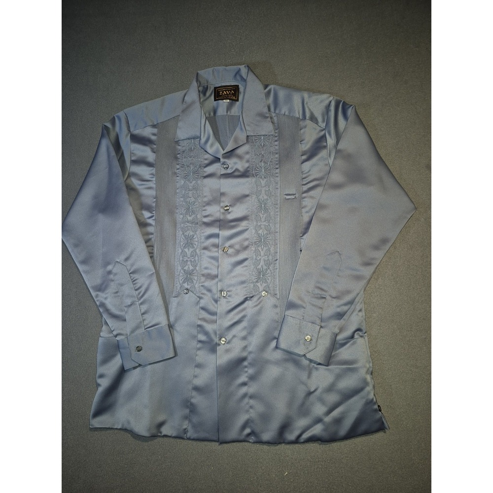 Guayaberas Yucatecas VTG Men's Mexican Cuban Copacabana Satin Shirt ‎ XL Brown